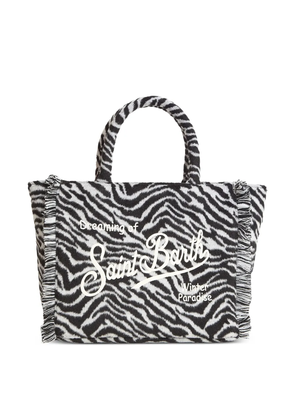 MC2 Saint Barth zebra fringed colette tote bag | White | Image 1