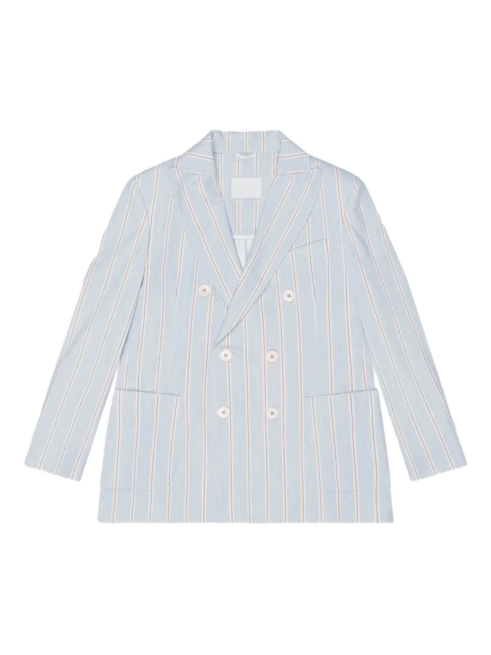 Circolo 1901 Striped-pattern Double-breasted Coat In Blue