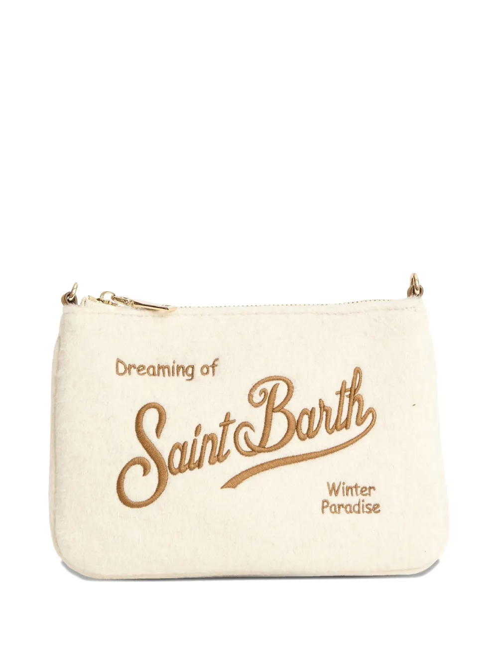 Mc2 Saint Barth Mini Parisienne Embroidered Clutch Bag In Neutral