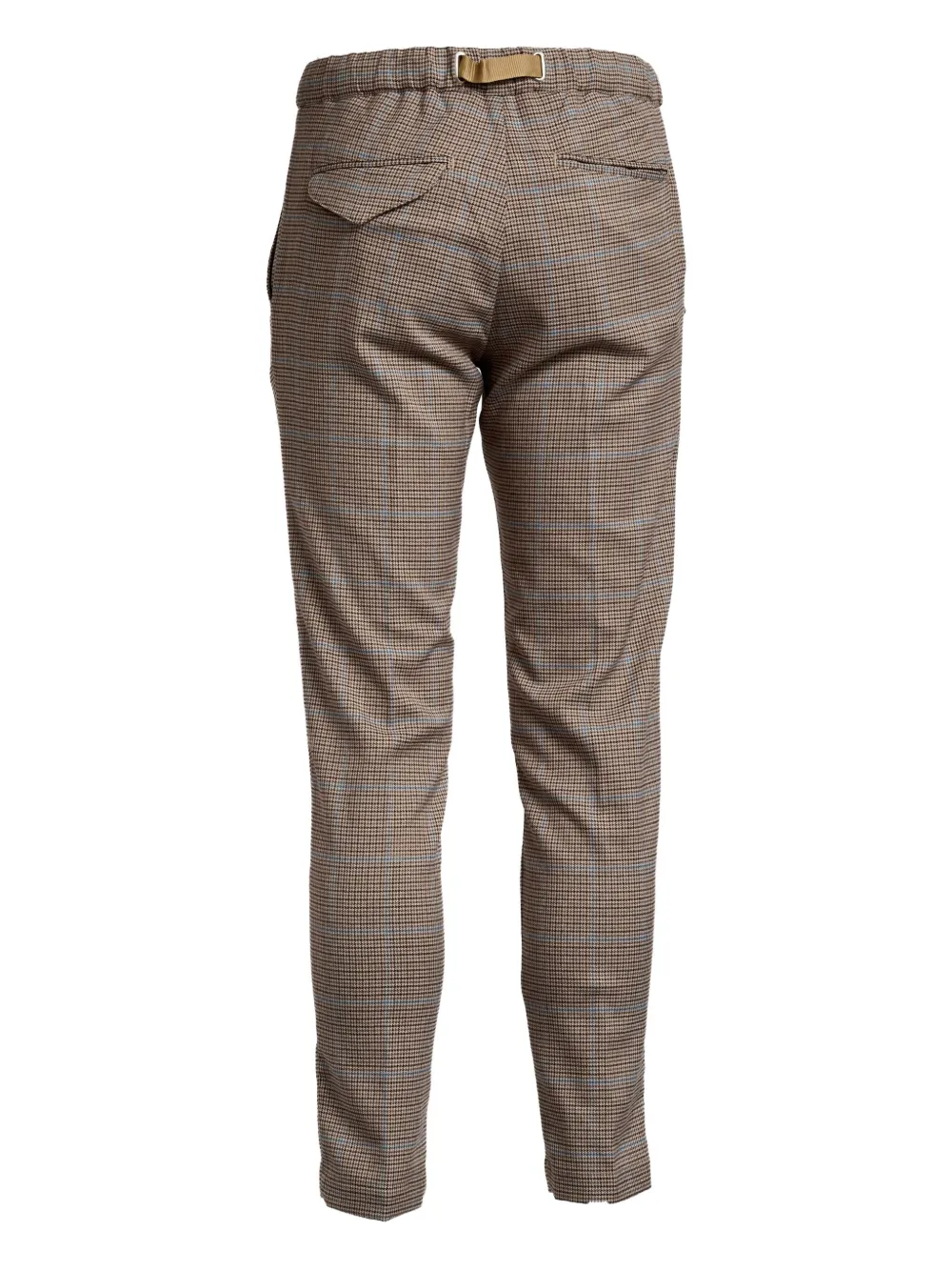 White Sand Checkered Brown Trousers With Tailored Fit In Brown