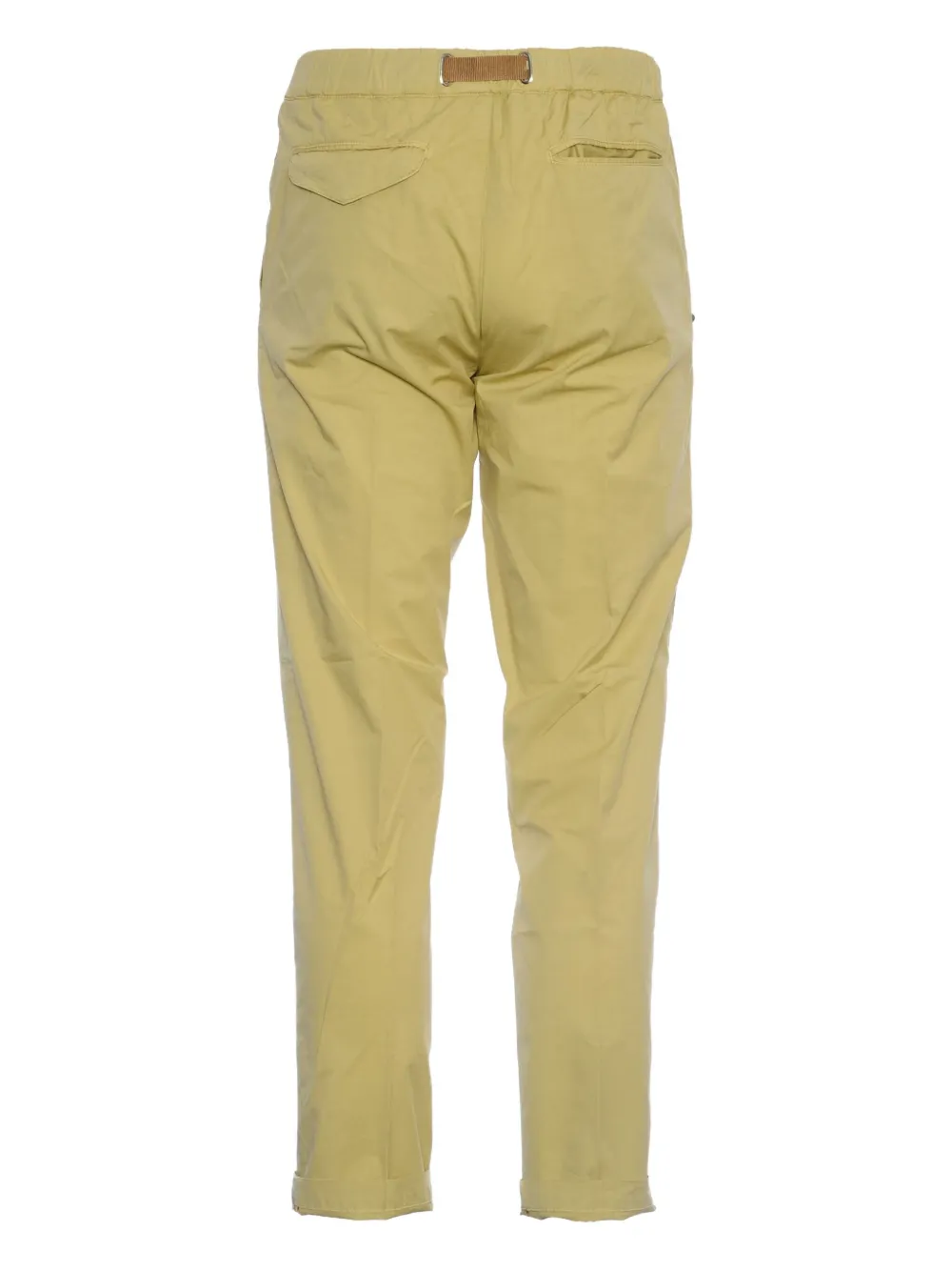 White Sand Adjustable Waist Pants With Angled Pockets In Yellow