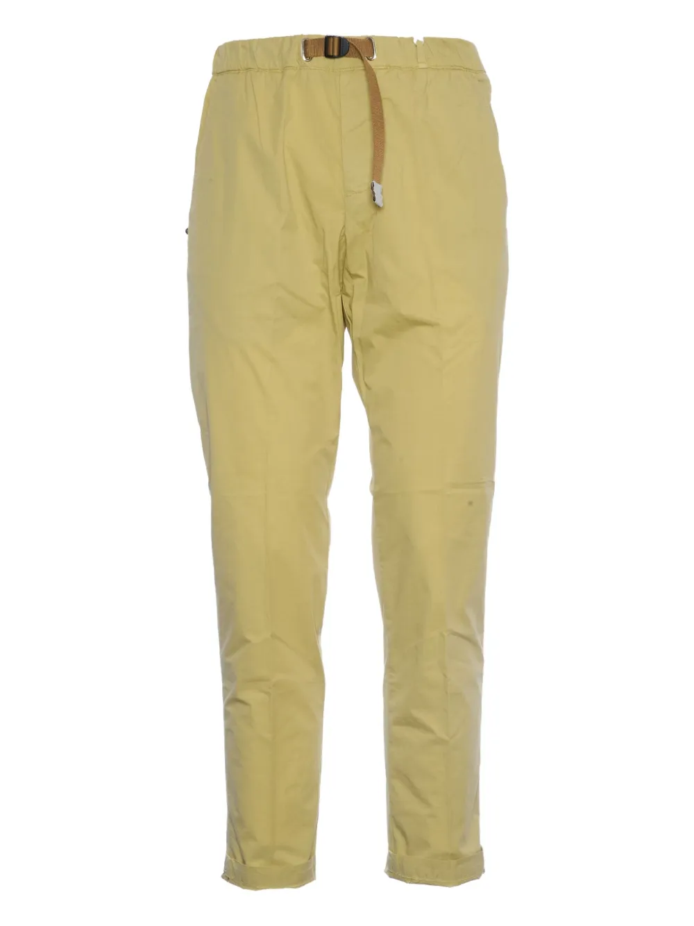 White Sand Adjustable Waist Pants With Angled Pockets In Yellow