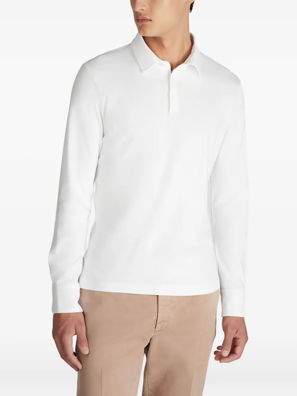 Zanone long-sleeved pima cotton polo shirt - Wit