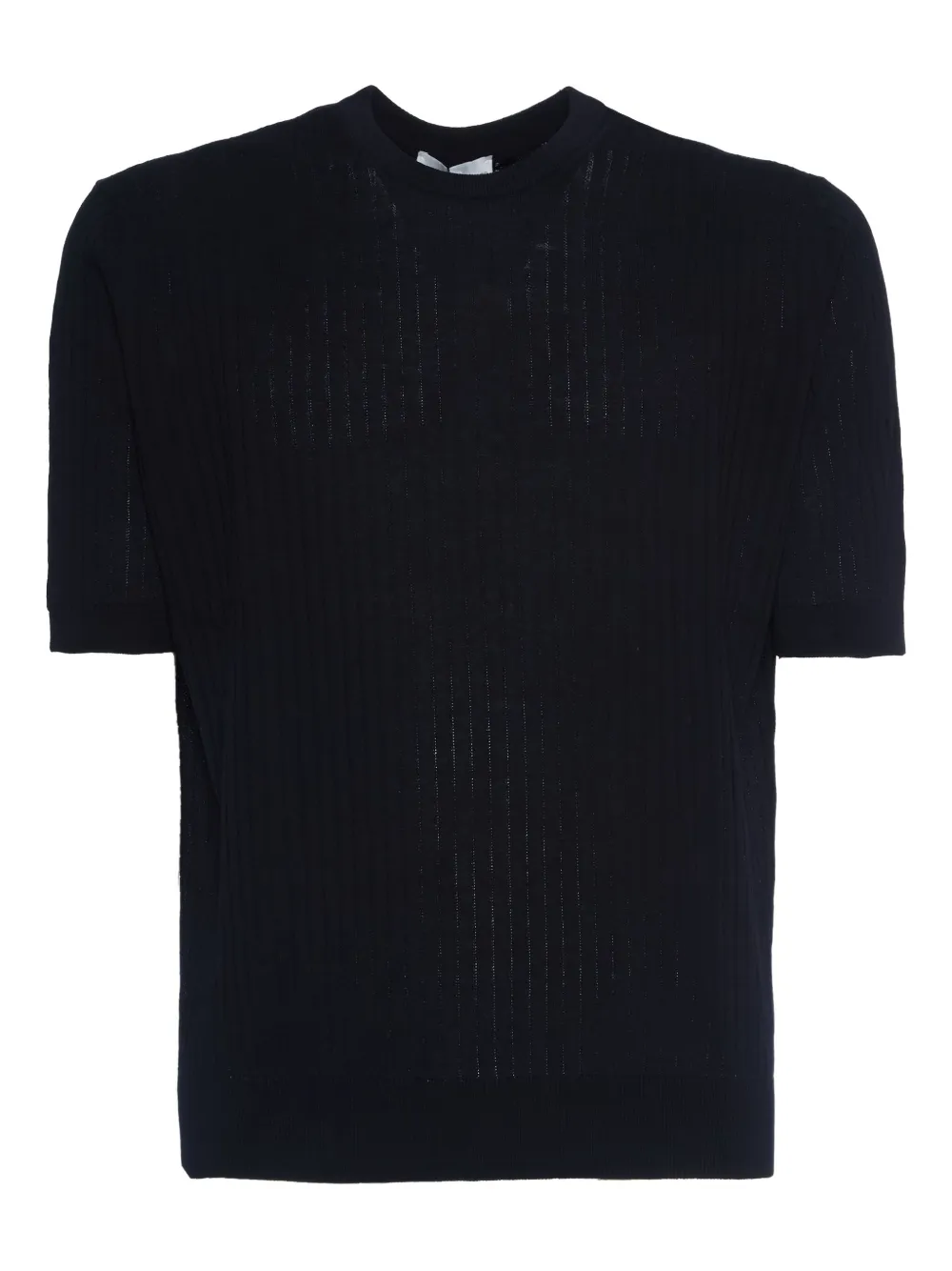 Settefili Cashmere playera tejida de canalé con cuello redondo | azul | Image 1