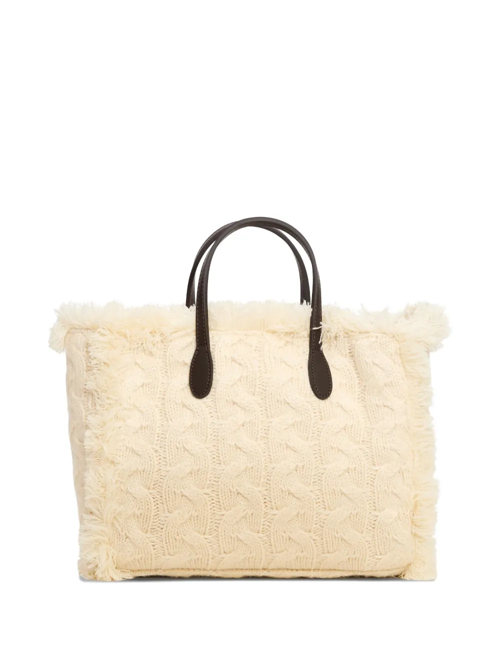 MC2 Saint Barth Colette kabelgebreide shopper met franje - Wit