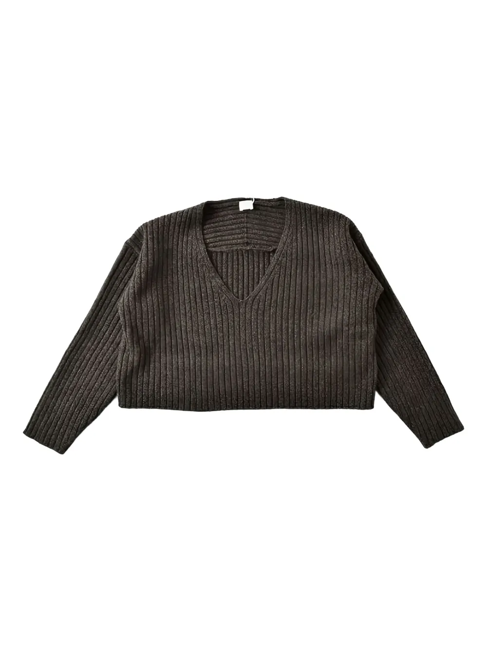 C.t.plage V-neck Ribbed Sweater In Black