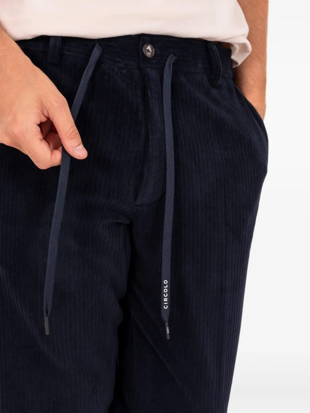 Circolo 1901 Ribfluwelen broek met knoopsluiting Blauw