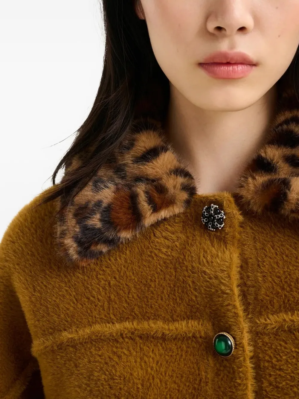 Essentiel Antwerp Leopard-print Collar Cardigan In Brown