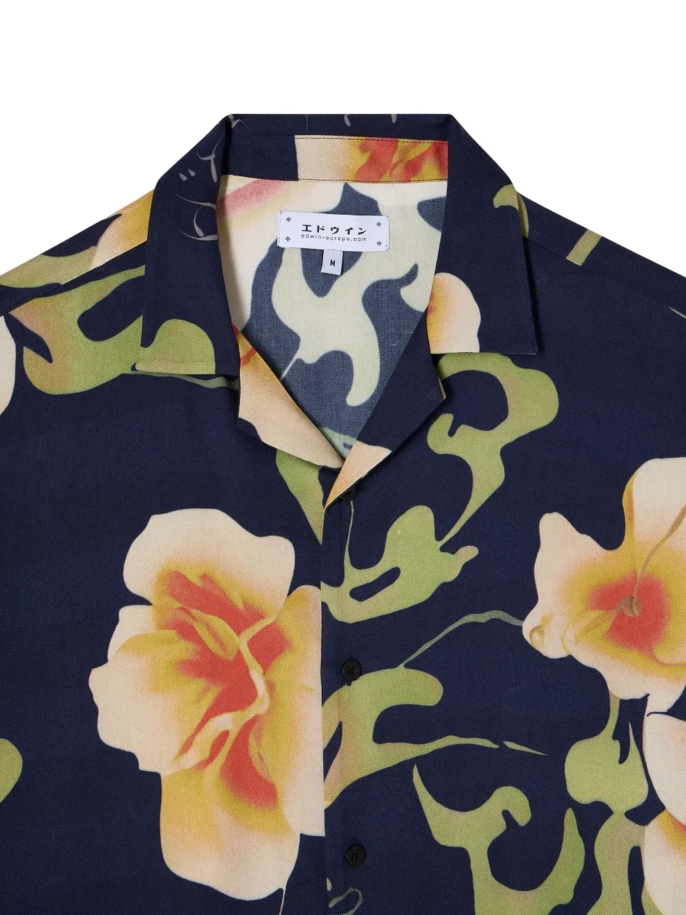 Edwin Mono No Aware overhemd met bloemenprint en korte mouwen Blauw