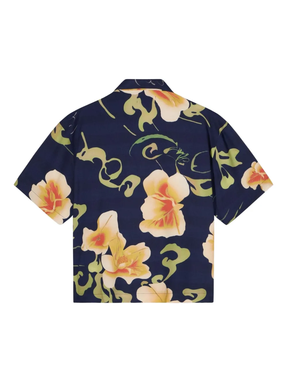 Edwin Mono No Aware overhemd met bloemenprint en korte mouwen Blauw