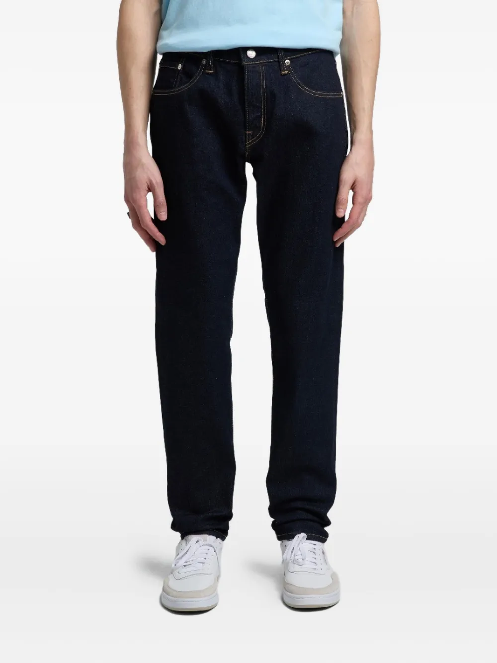 Edwin Jeans met toelopende pijpen en vijf zakken - Blauw