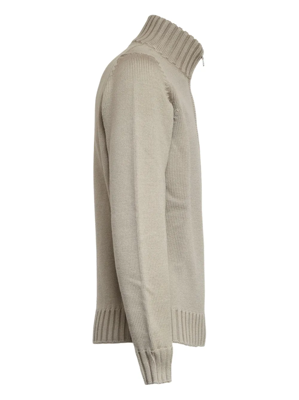 Filippo De Laurentiis Half-zip Wool Sweater In Brown