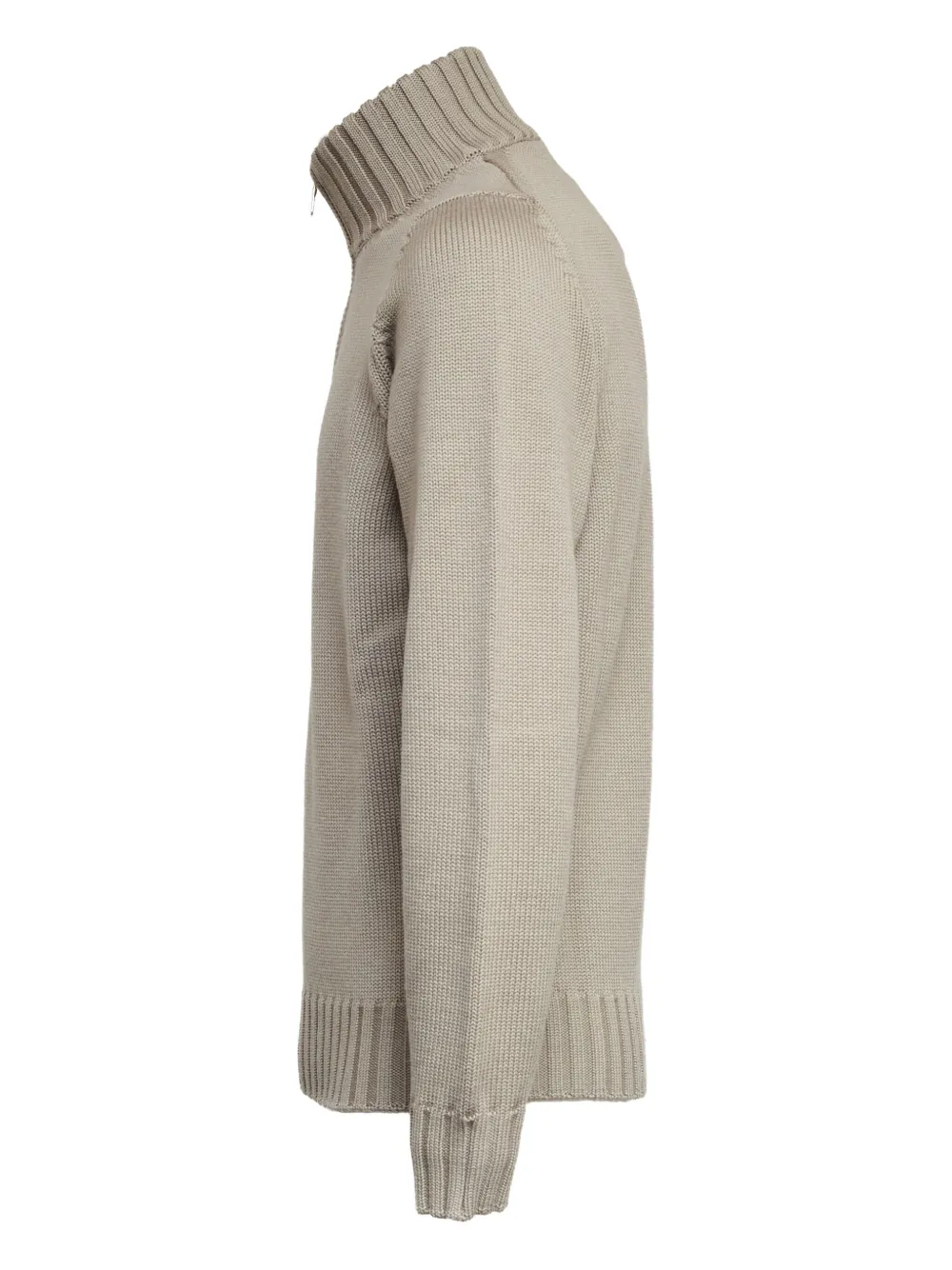 Filippo De Laurentiis Half-zip Wool Sweater In Brown