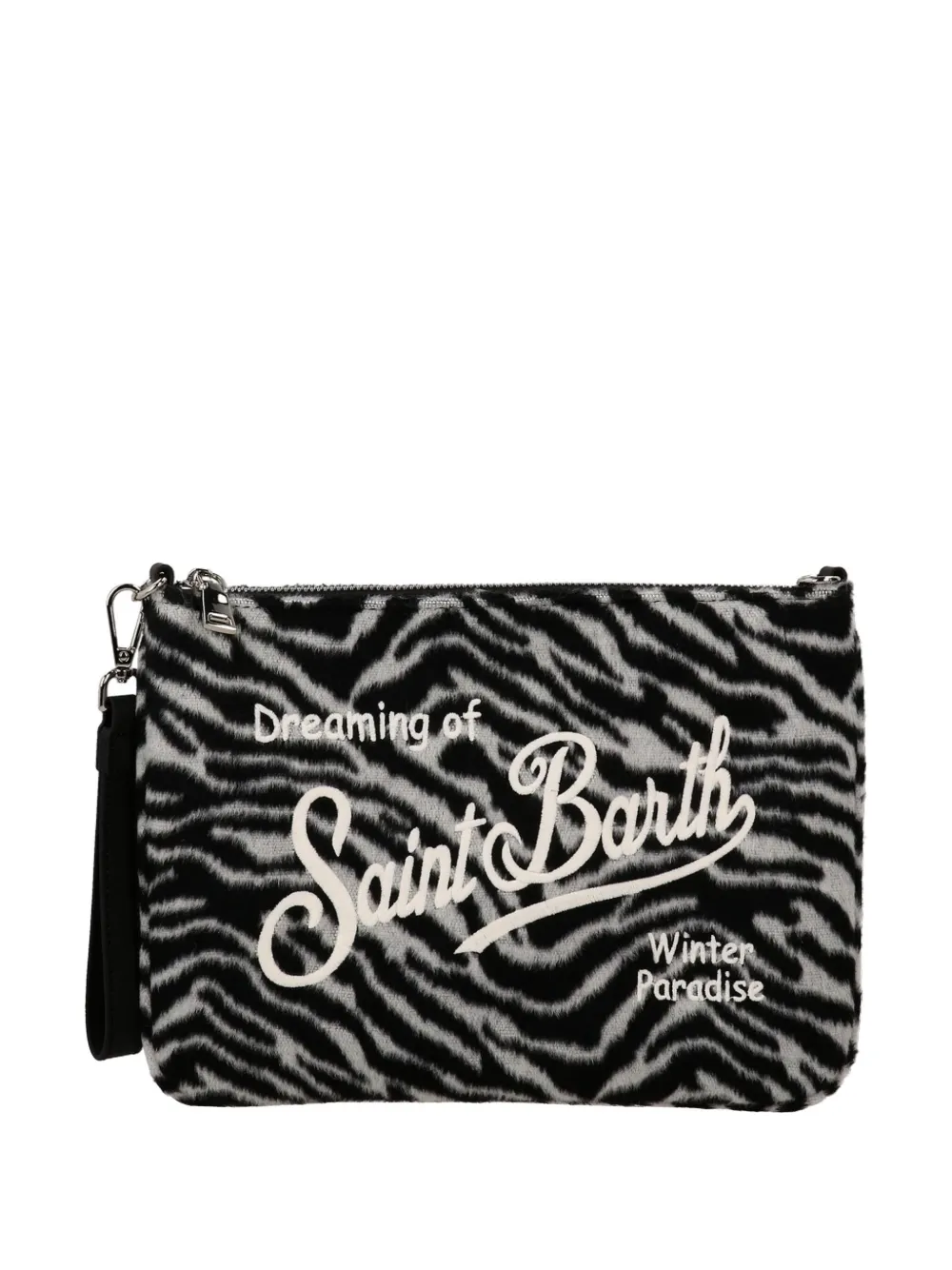 Mc2 Saint Barth Parisienne Zebra Clutch Bag In Black