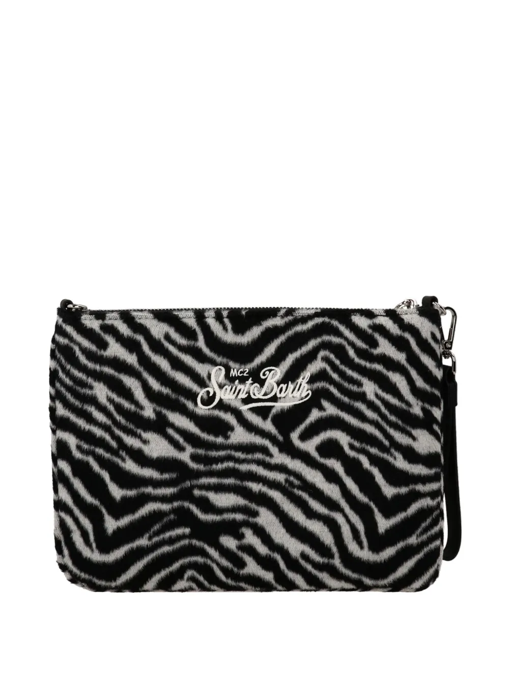 Mc2 Saint Barth Parisienne Zebra Clutch Bag In Black