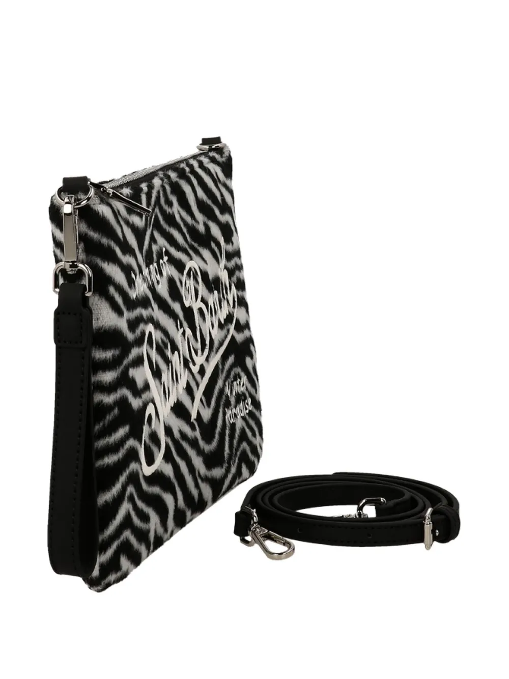 Mc2 Saint Barth Parisienne Zebra Clutch Bag In Black