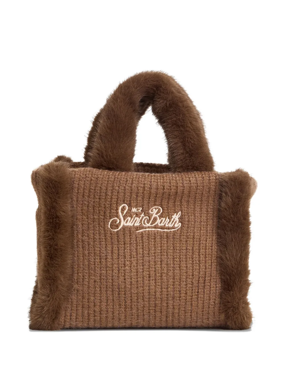 MC2 Saint Barth Colette shearling-trim knitted tote bag - Bruin