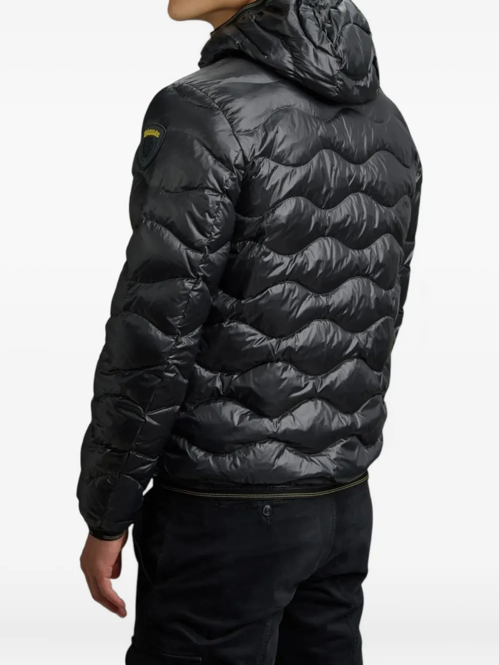 Blauer Horizontal Wave-quilted Down Jacket With Functional Details In Black