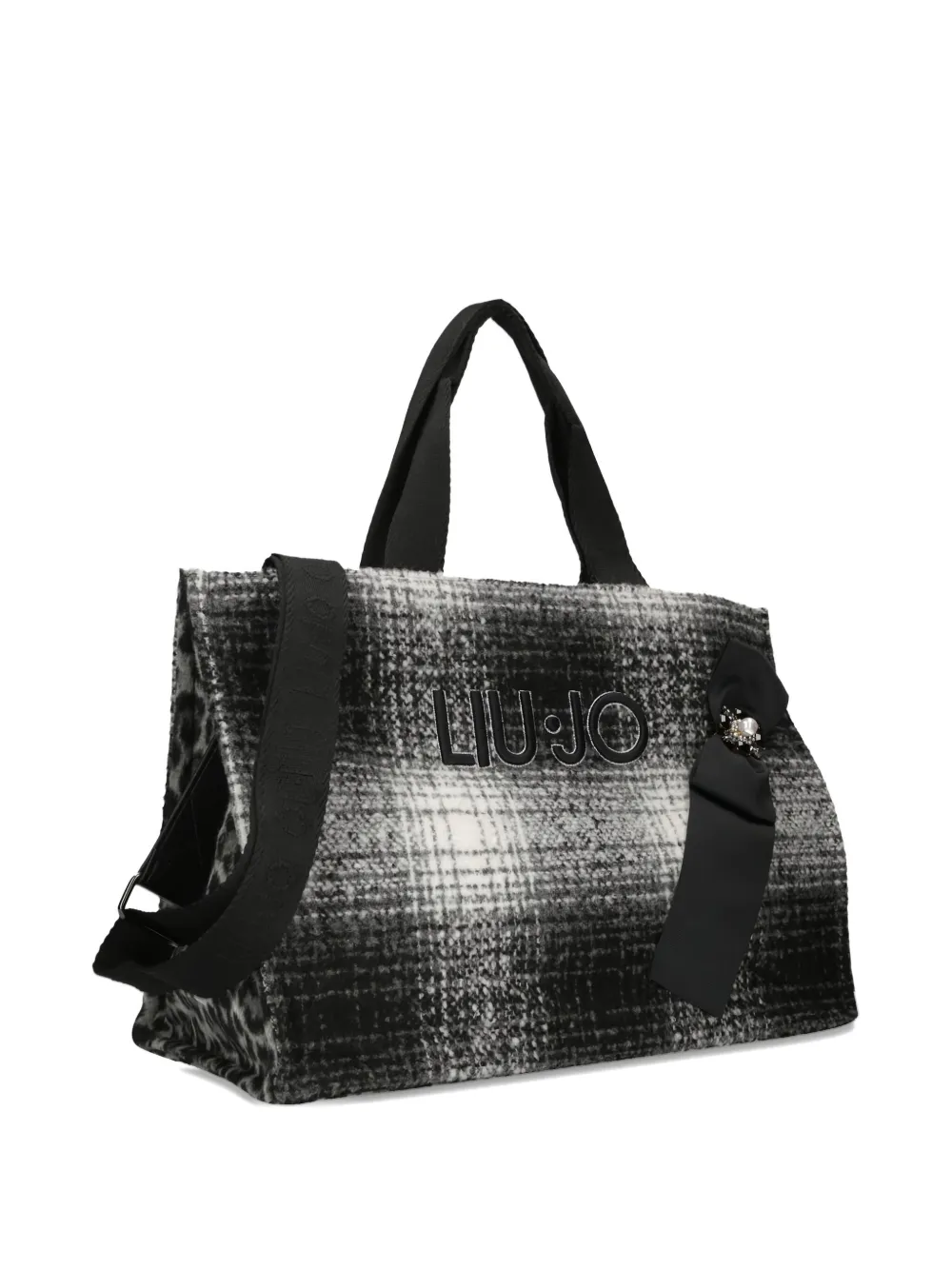 Liu •jo Large Checked Tote Bag In Black