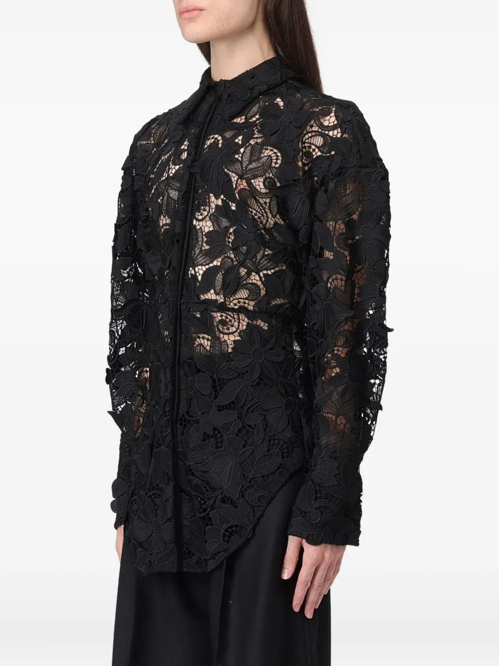Blumarine Macrame-lace Shirt In Black
