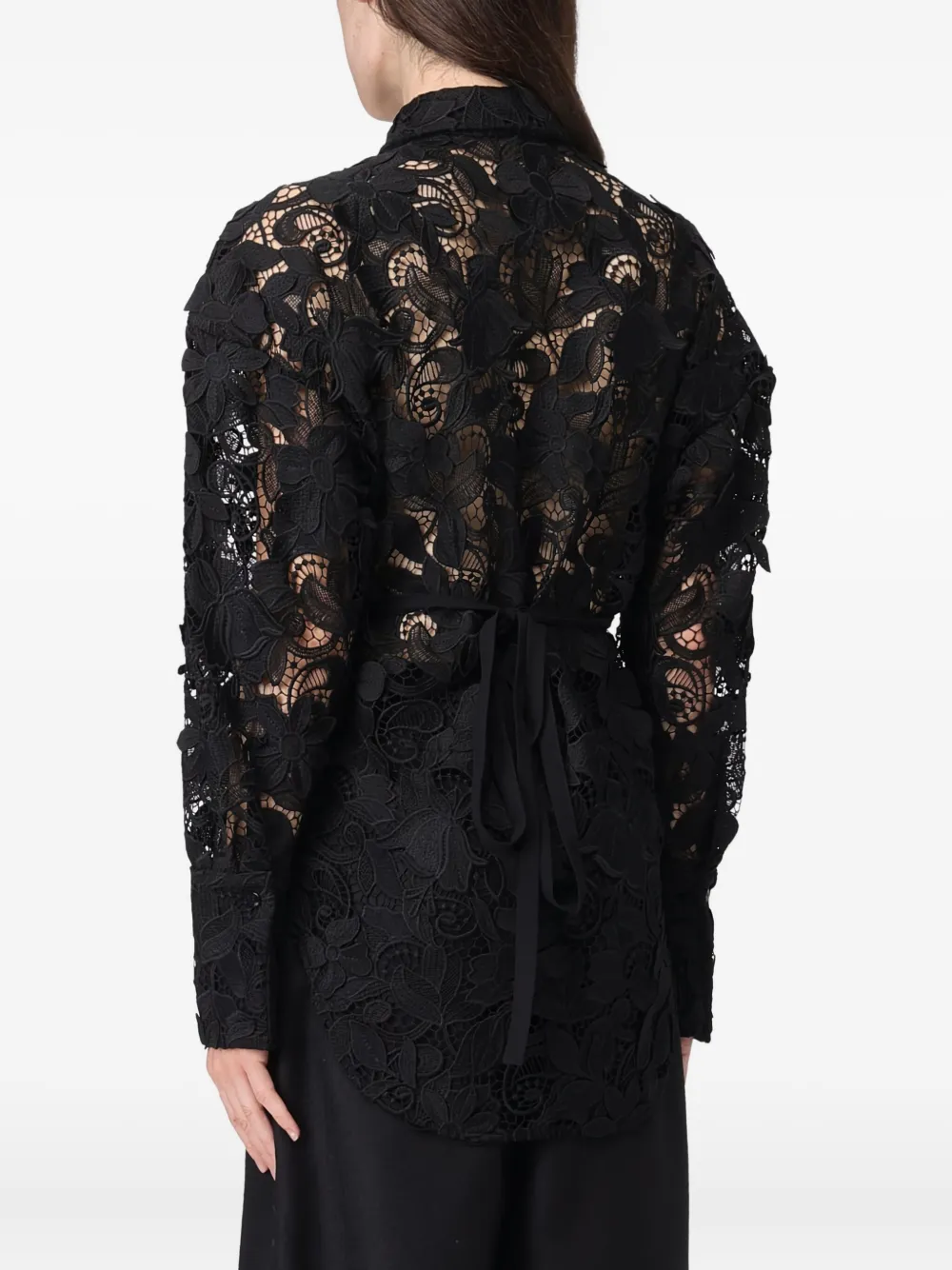 Blumarine Macrame-lace Shirt In Black