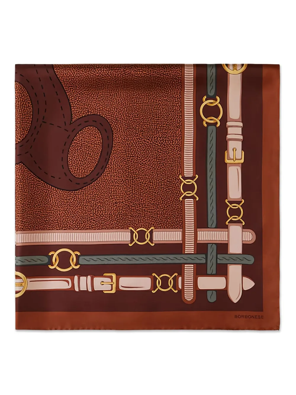 Borbonese teddy-motif scarf | Brown | Image 1