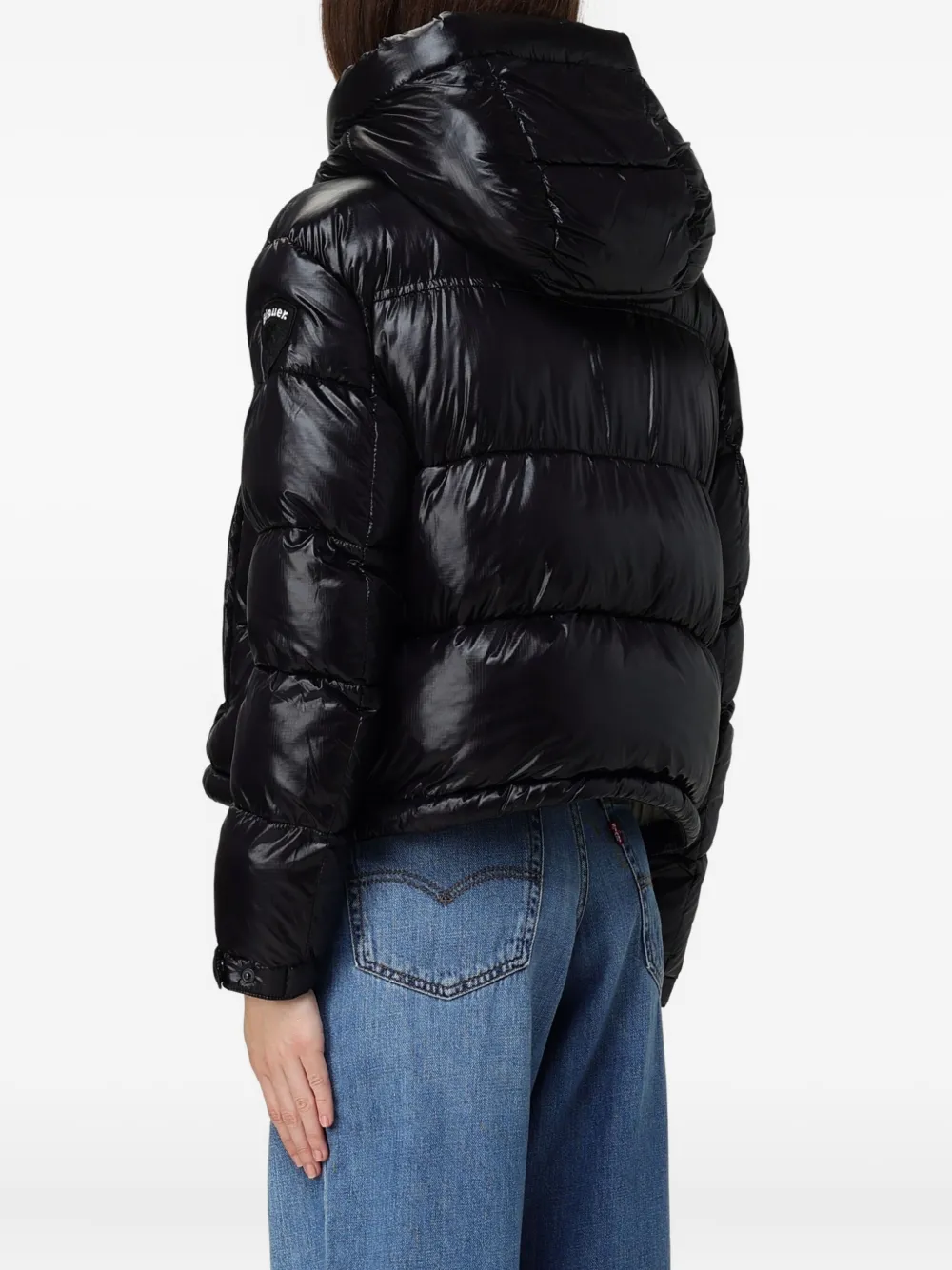 Blauer Quilted Down Jacket With Integrated Hood And Padded Texture In Black