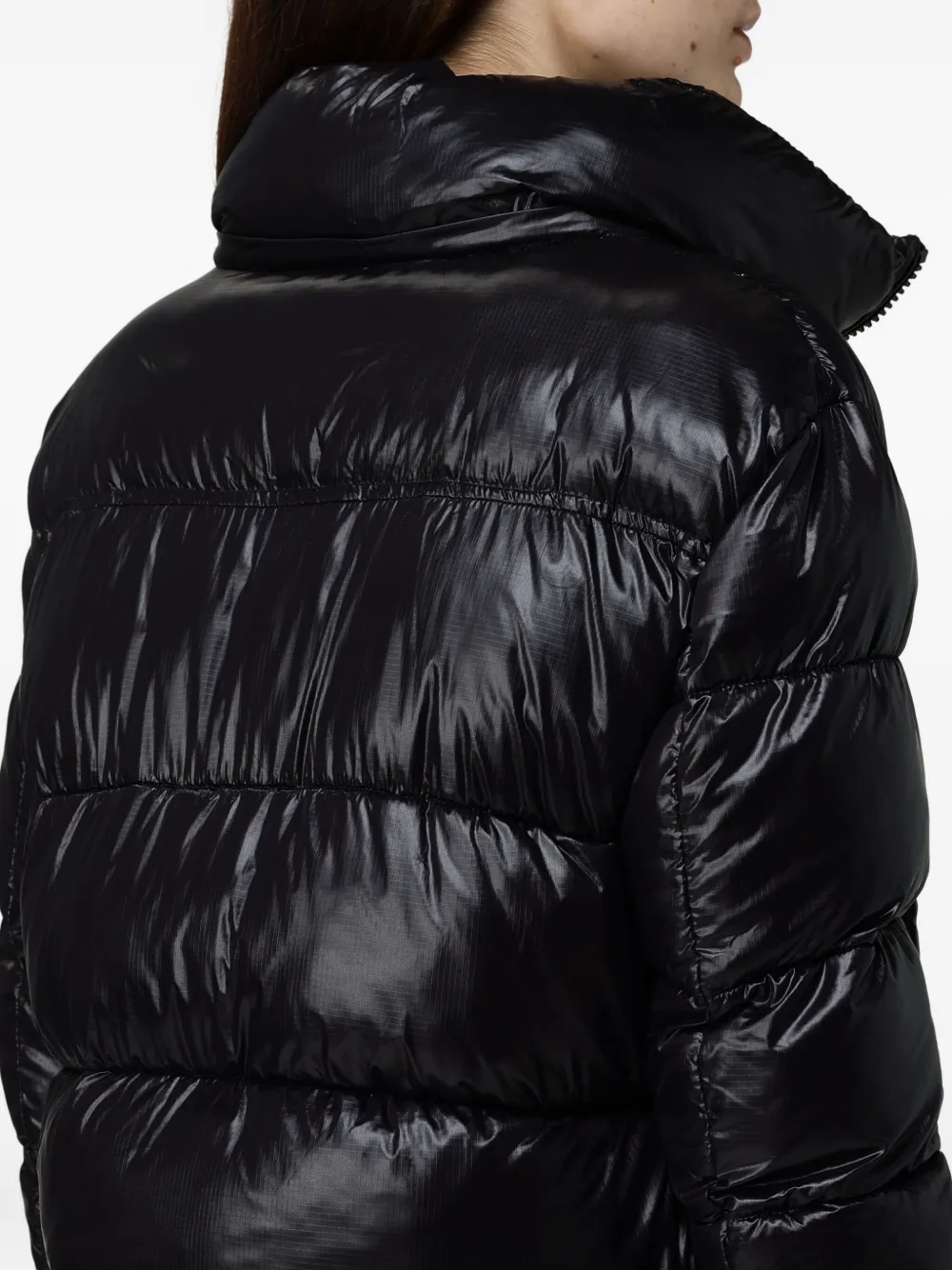 Blauer Quilted Down Jacket With Integrated Hood And Padded Texture In Black
