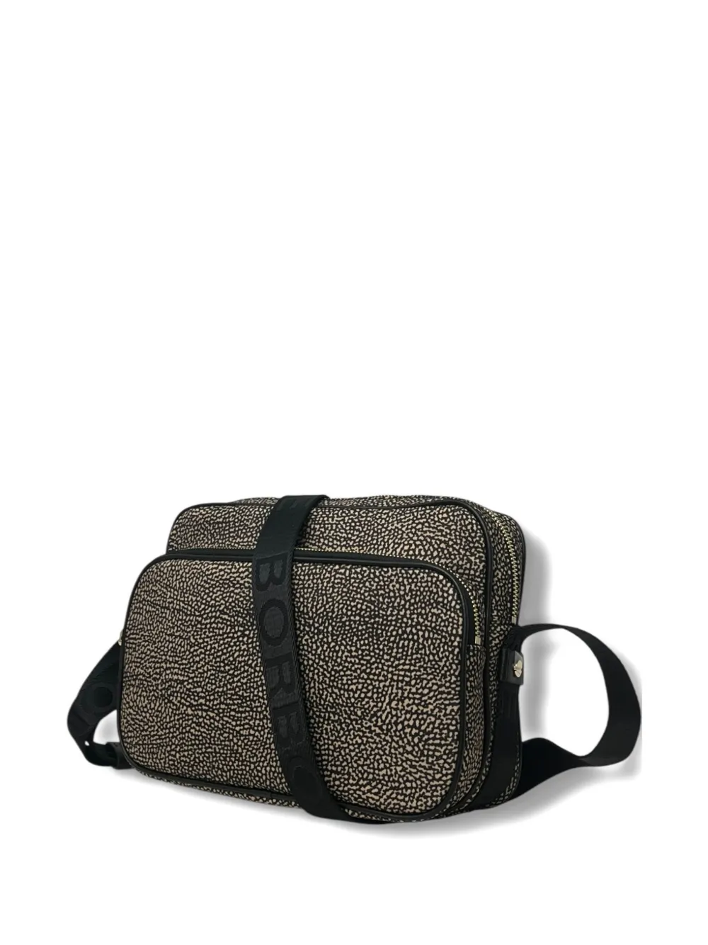 Borbonese Patterned Camera Case Cross Body Bag In Black