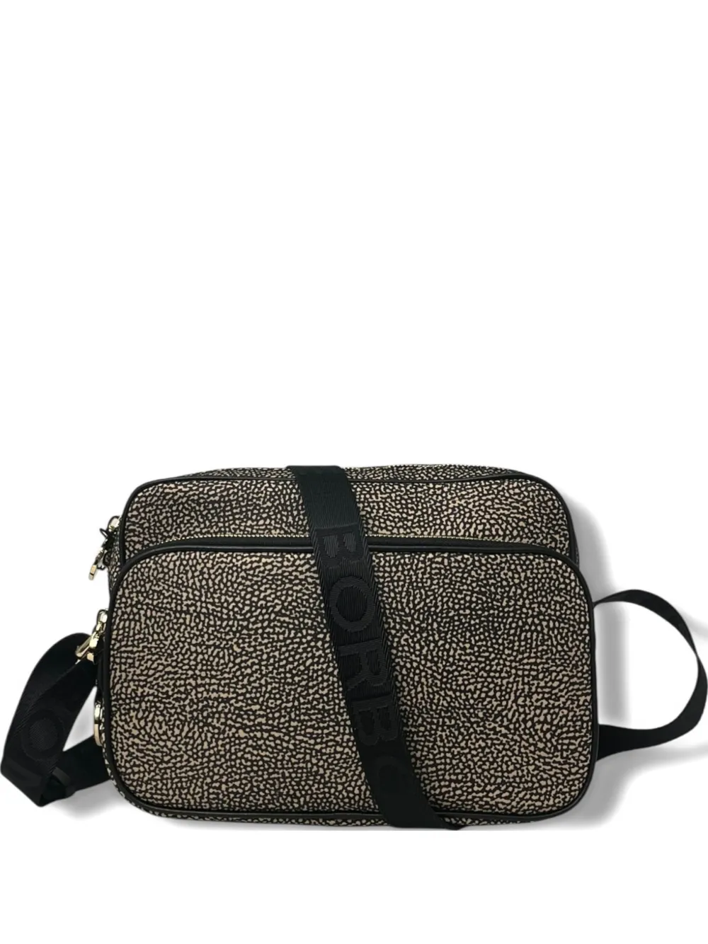 Borbonese Patterned Camera Case Cross Body Bag In Black