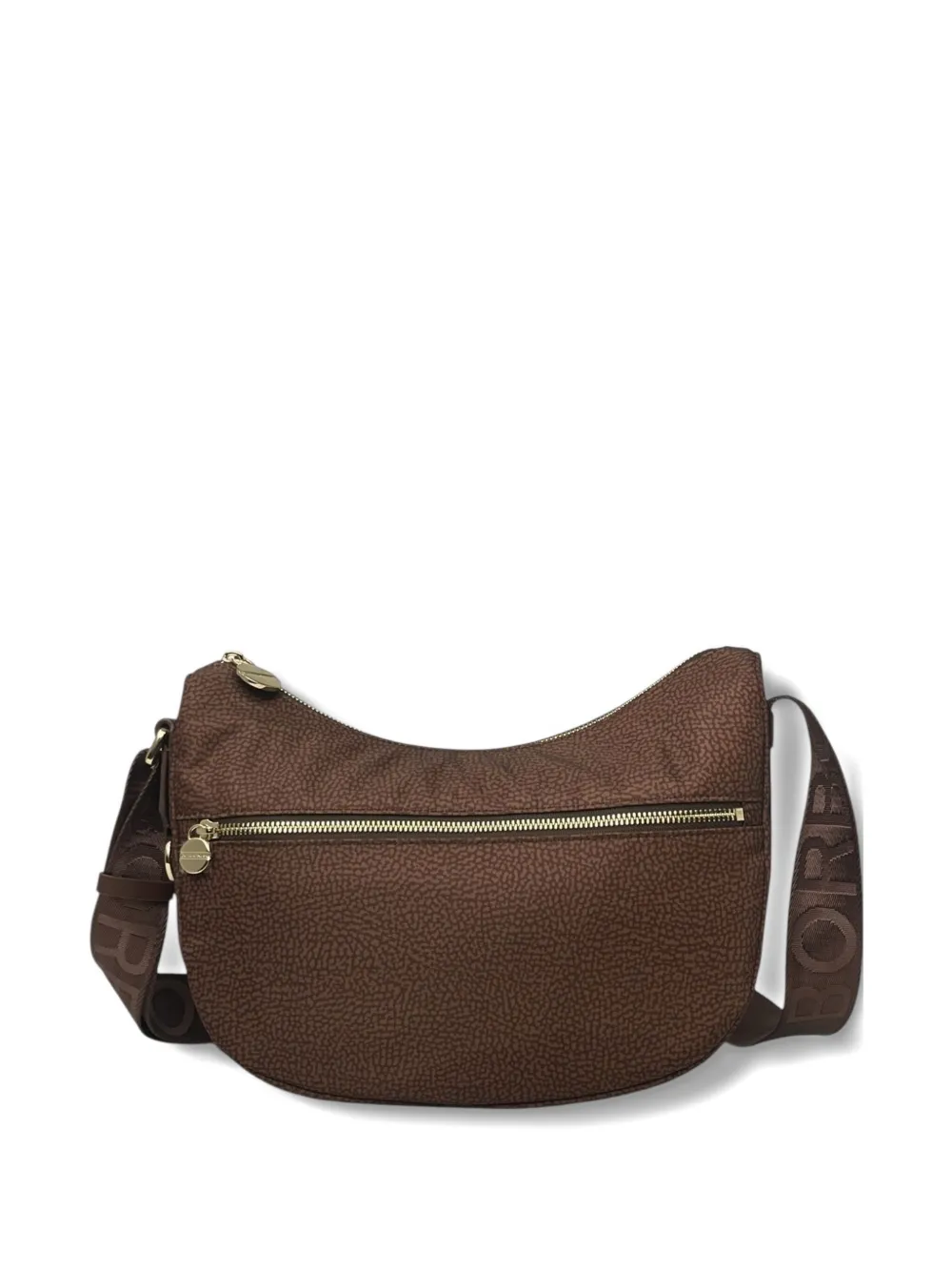 Borbonese Small Luna Logo Shoulder Bag In Brown