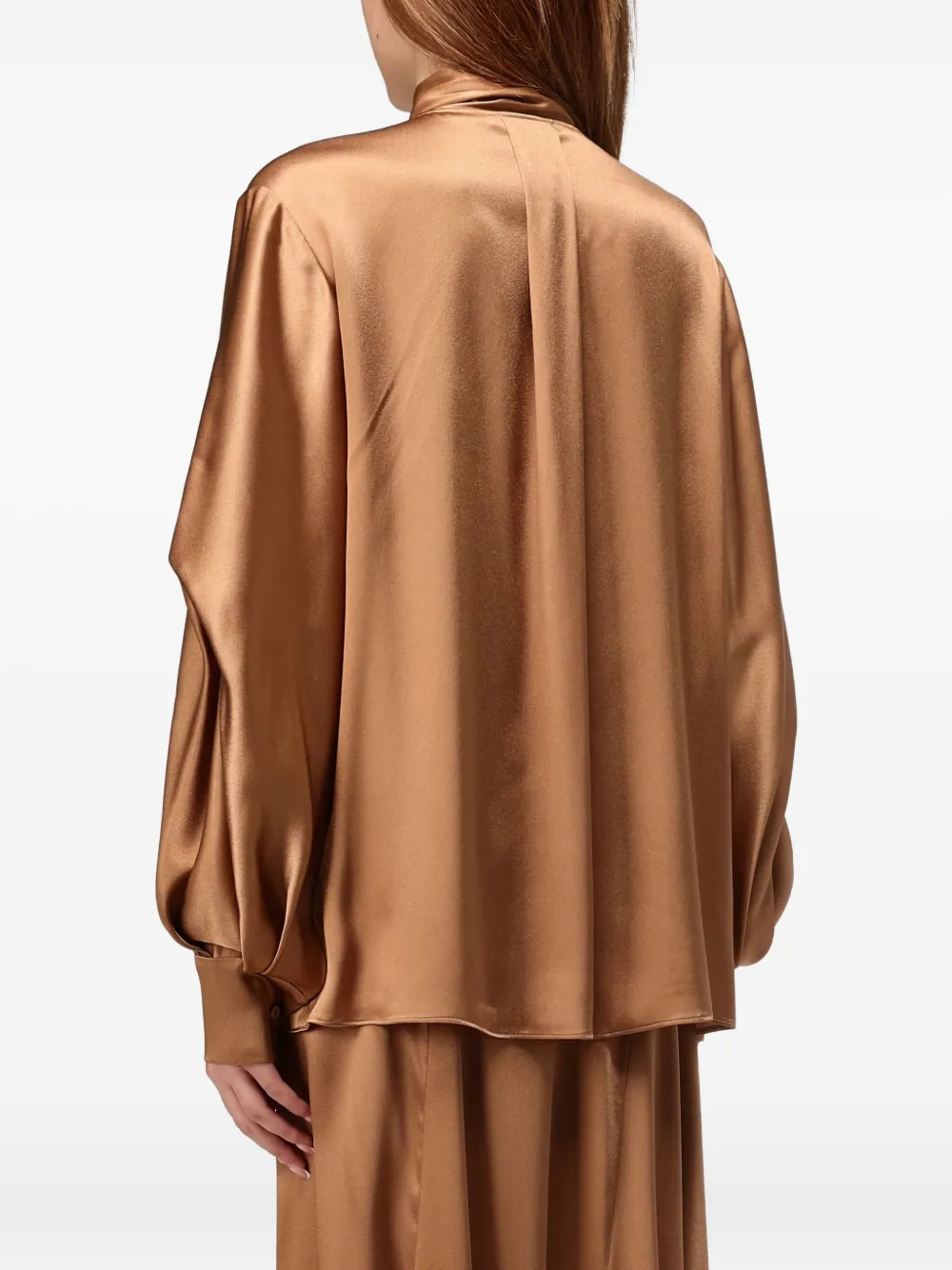 Alberta Ferretti Top met gestrikte hals en lange mouwen Bruin