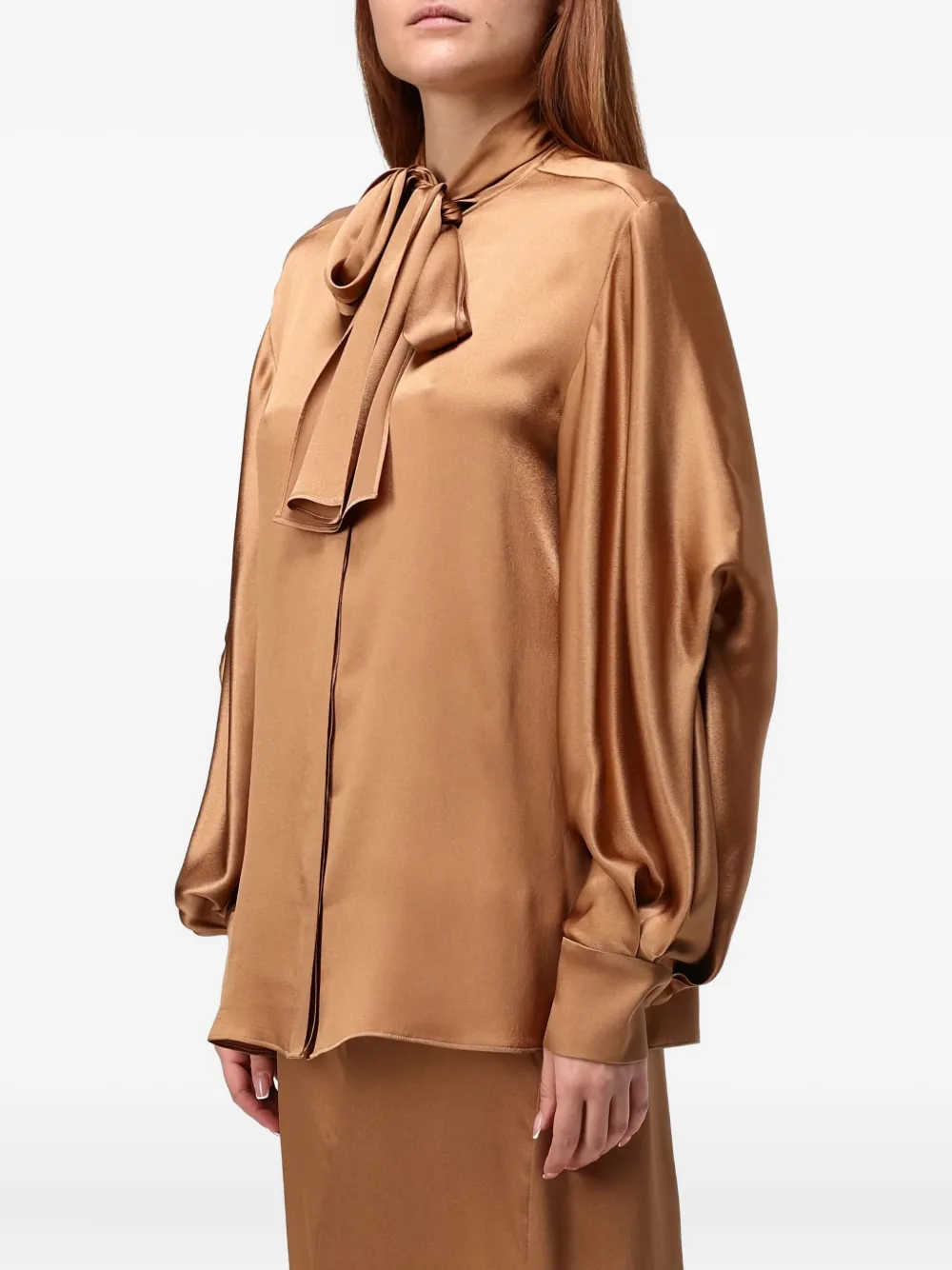 Alberta Ferretti Top met gestrikte hals en lange mouwen Bruin