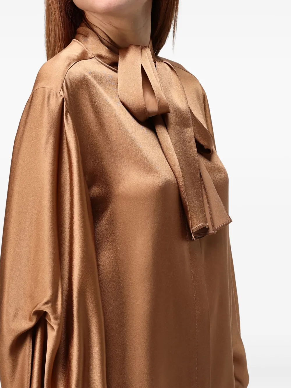 Alberta Ferretti Top met gestrikte hals en lange mouwen Bruin