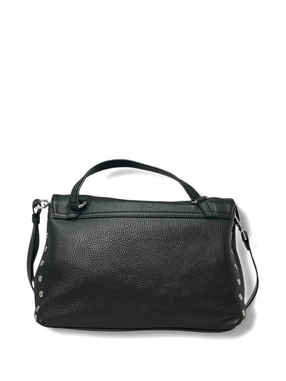 Zanellato Hammered Leather Small Tote With Twist-lock Closure In Black