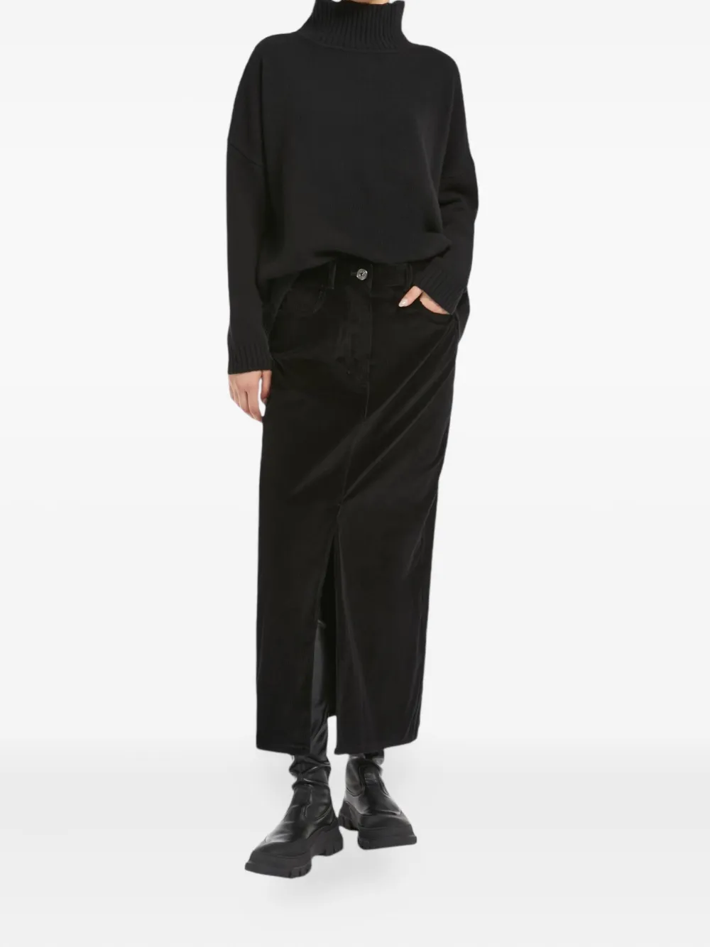 Weekend Max Mara Ghiotto Corduroy Maxi Skirt In Black
