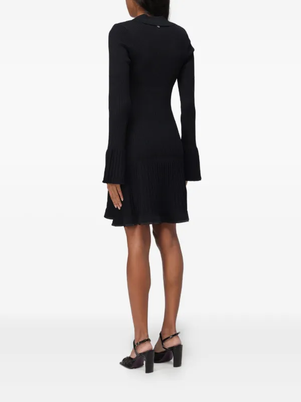 green emerald velvet dress Jeanne black V-neck flared mini dress main image 1