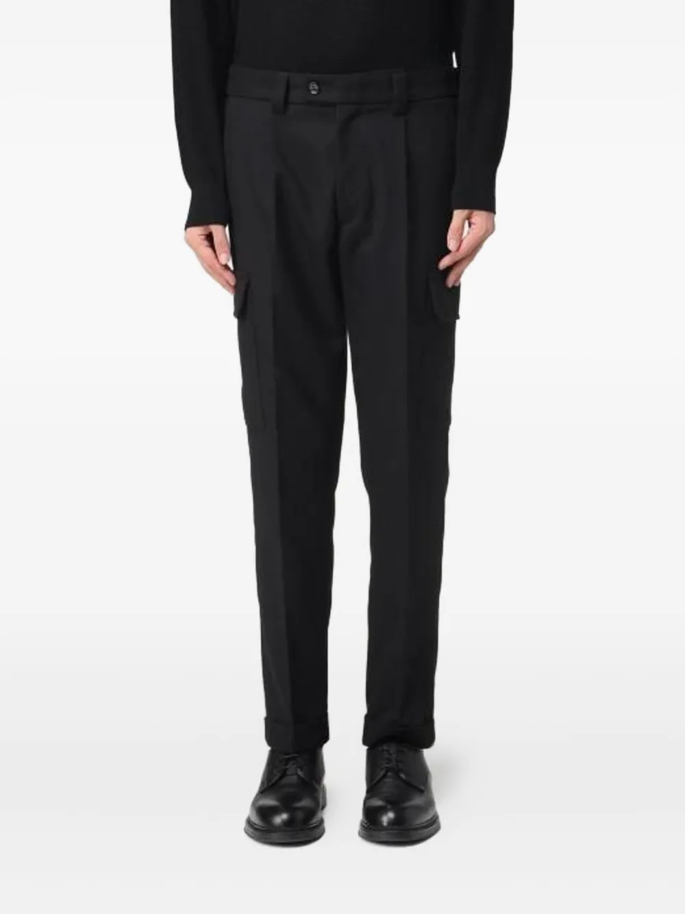 Paolo Pecora Pleated Cargo Trousers In Black