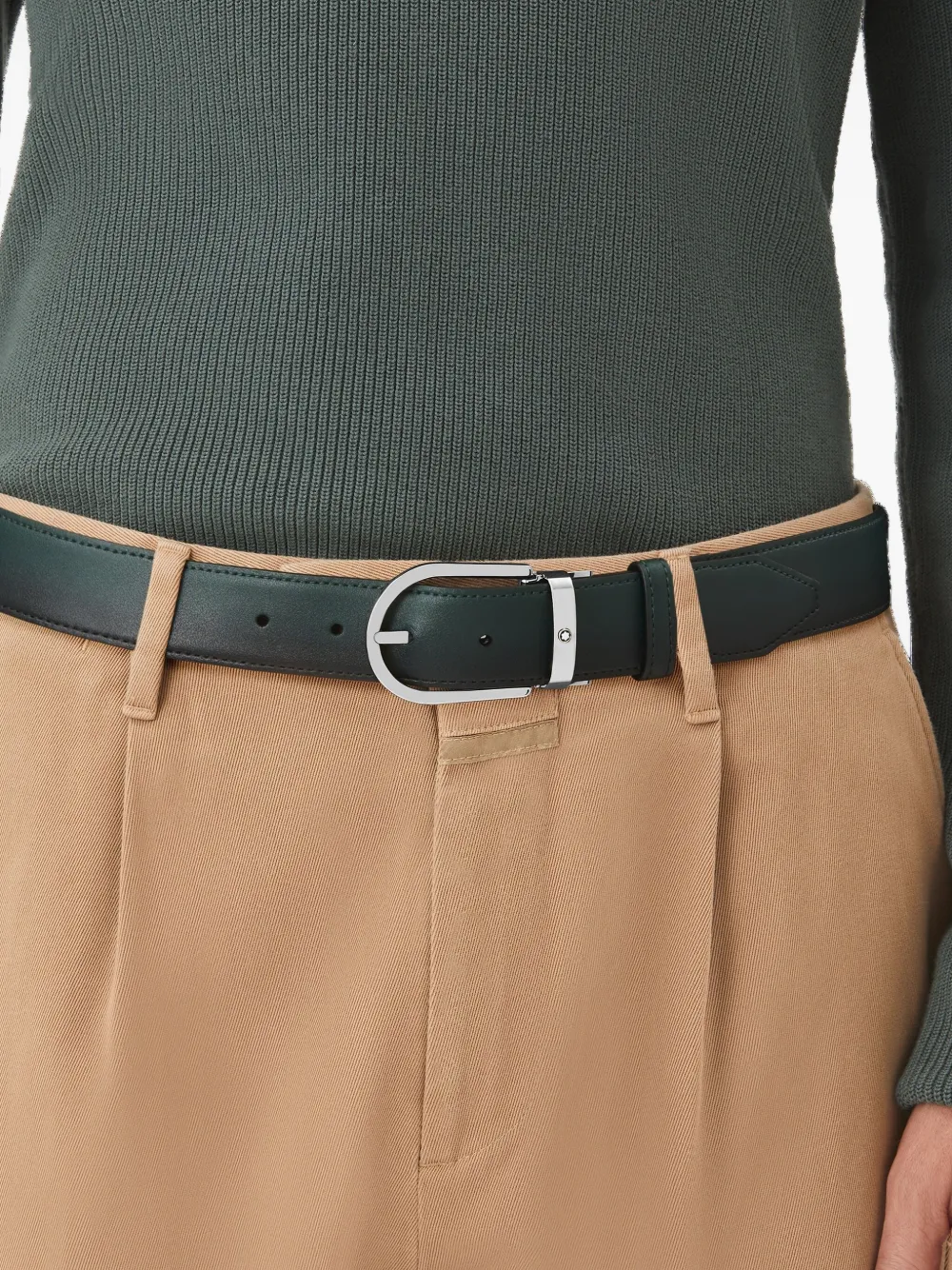 Montblanc Leren riem met hoefijzer Groen