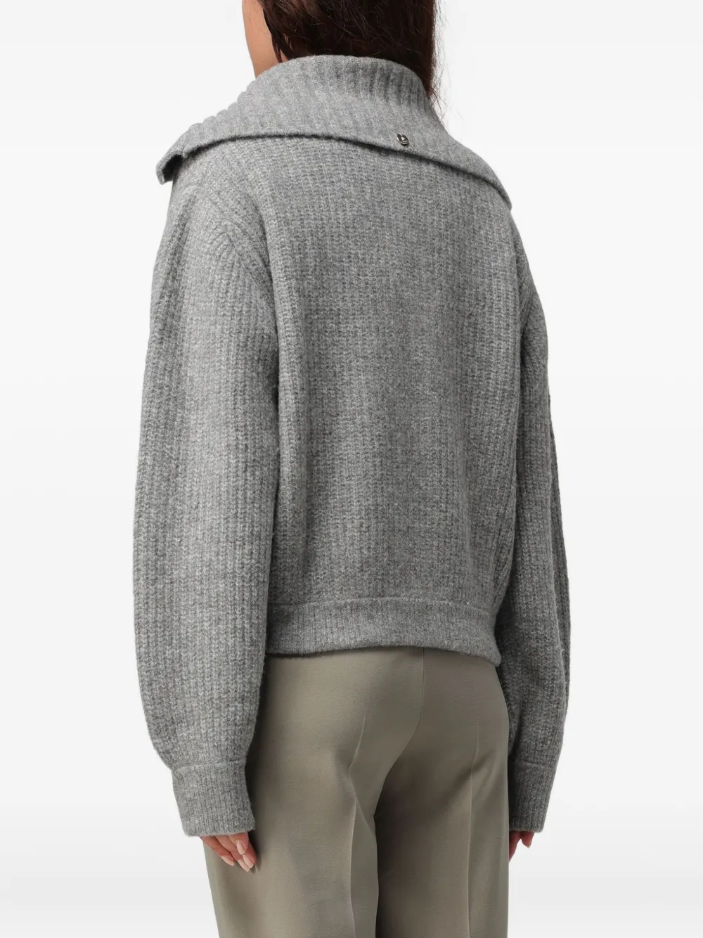 Liu •jo Ribbed-knit Cardigan In Gray