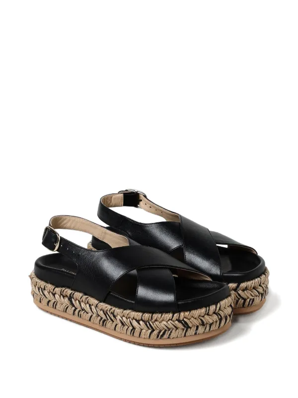 Paloma Barceló 35mm Francia Woven Platform Sandals | Black | FARFETCH