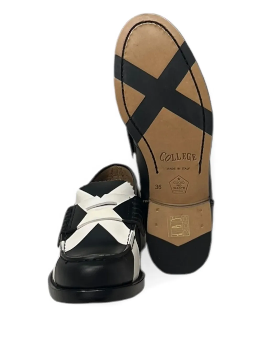 college Loafers met gekruiste bandjes Zwart