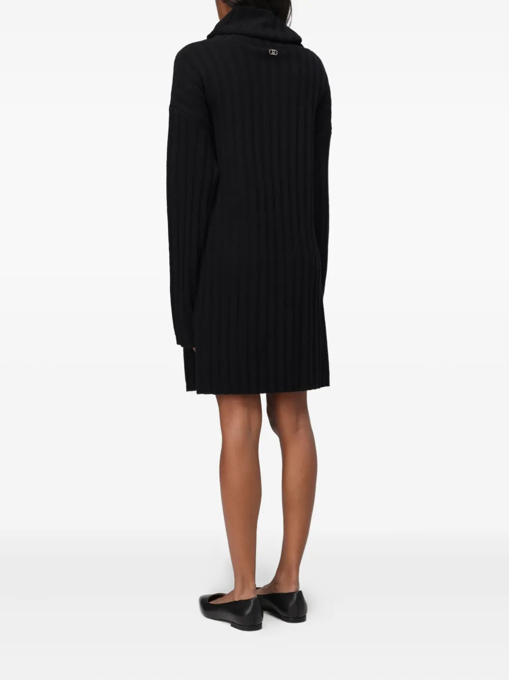 LIU JO roll-neck knitted mini dress - Zwart