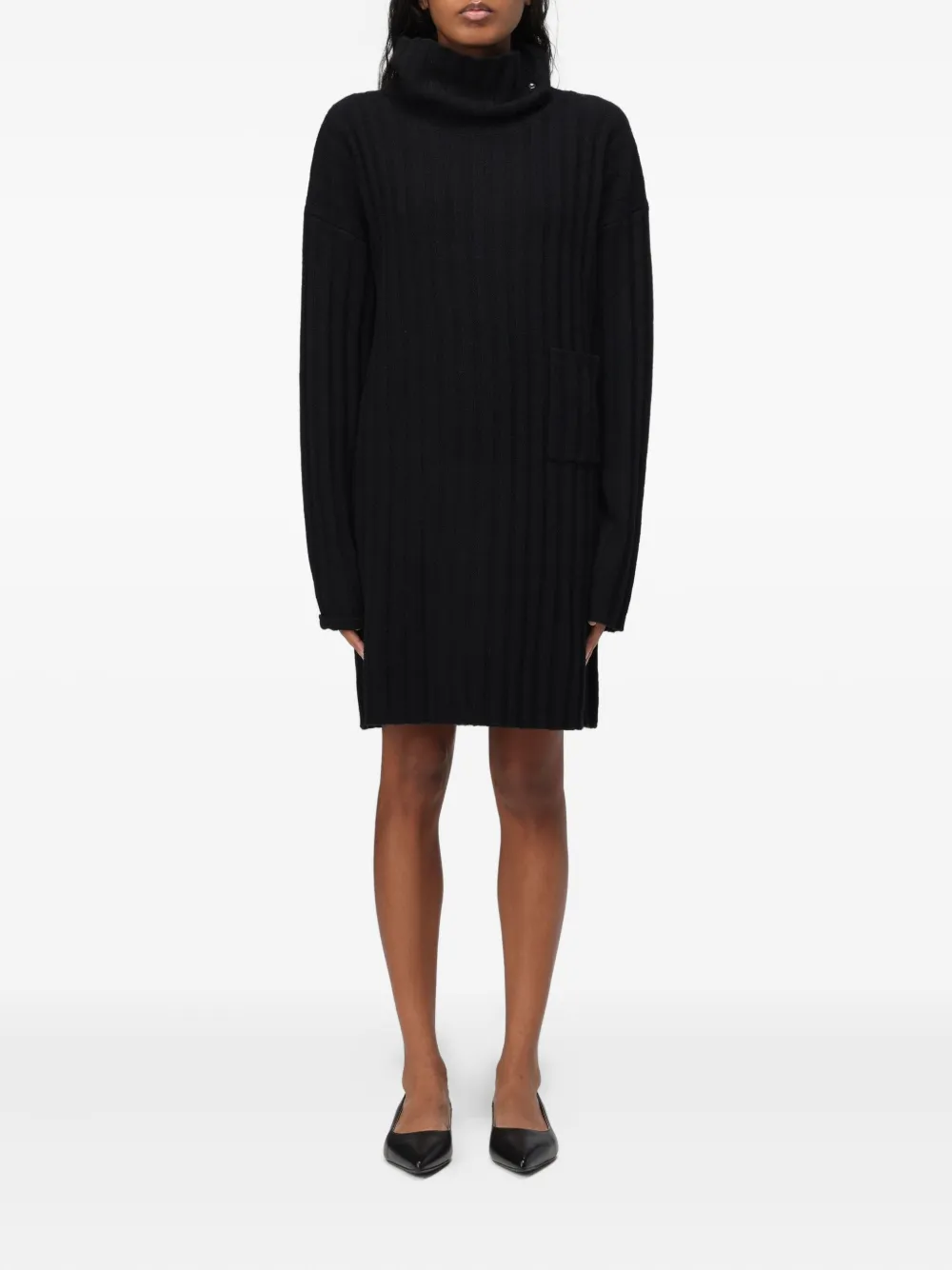 LIU JO vestido midi tejido con cuello vuelto | negro | Image 1