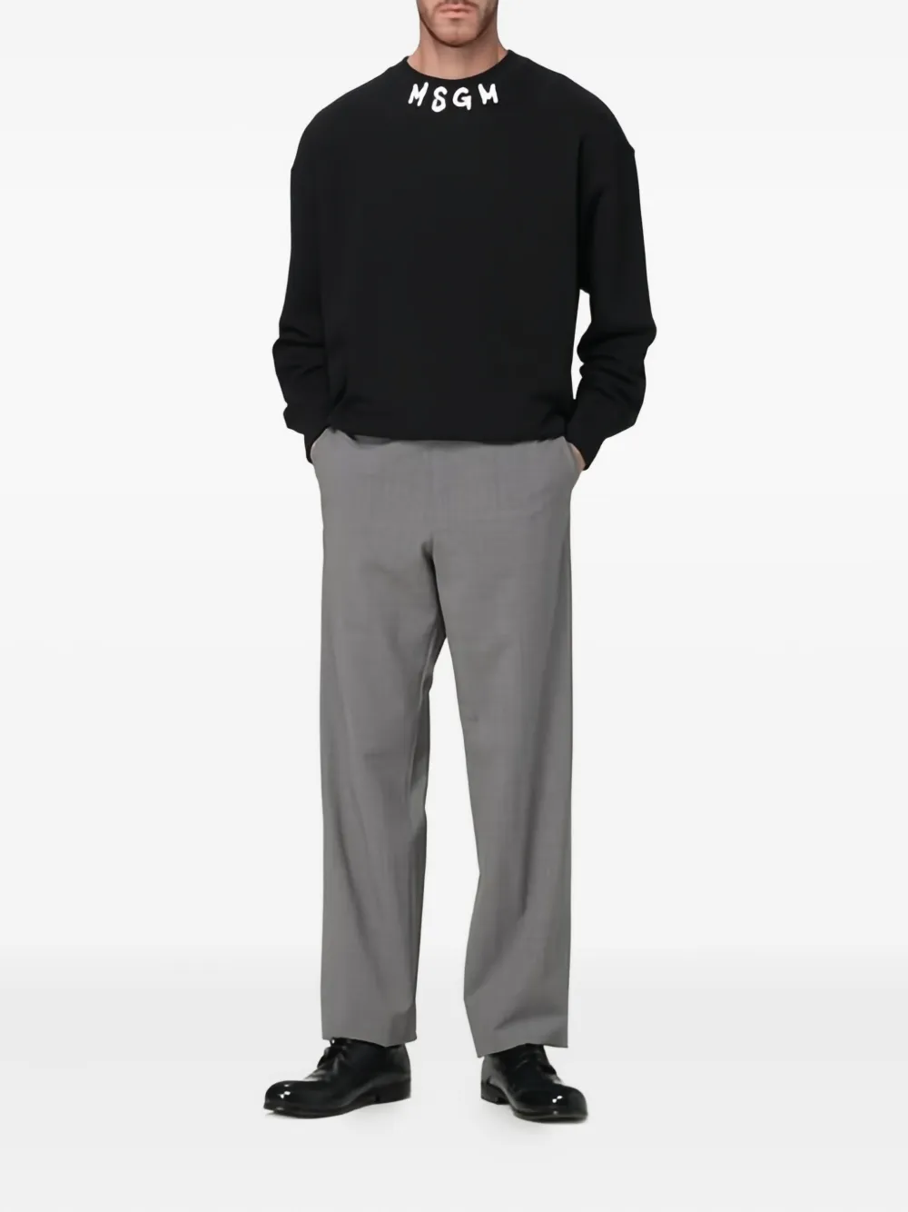 MSGM logo-patch trousers - Grijs