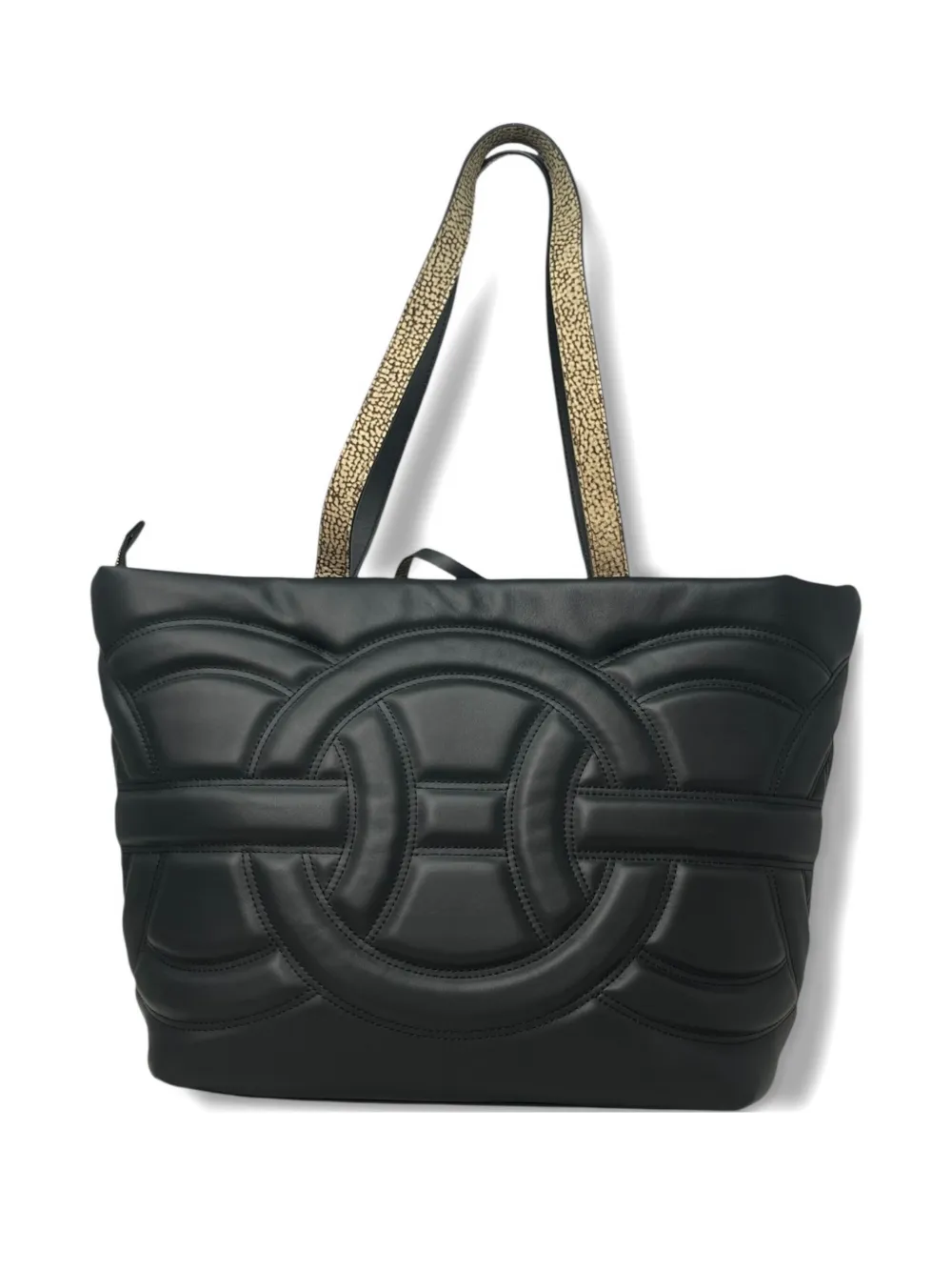 Borbonese stud-embellished embossed tote bag - Zwart