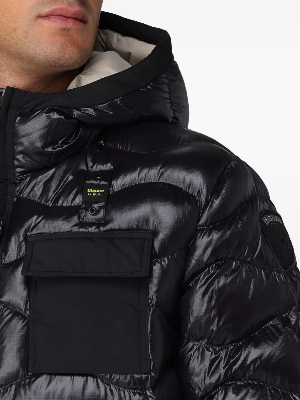 Blauer Bryant Hooded Quilted Jacket In Black