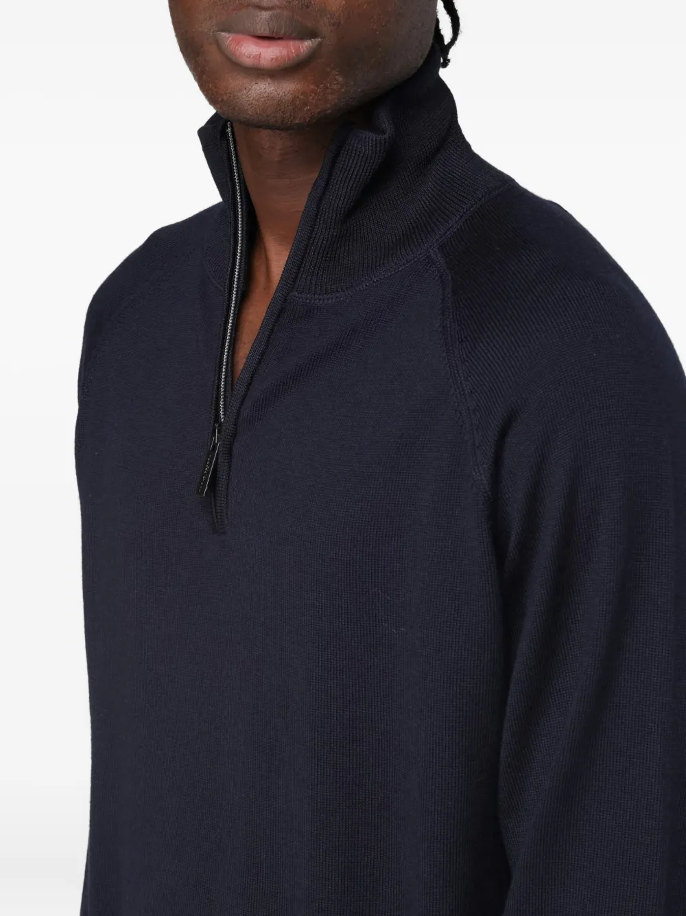 Paolo Pecora Zip Funnel Neck Knitwear In Blue