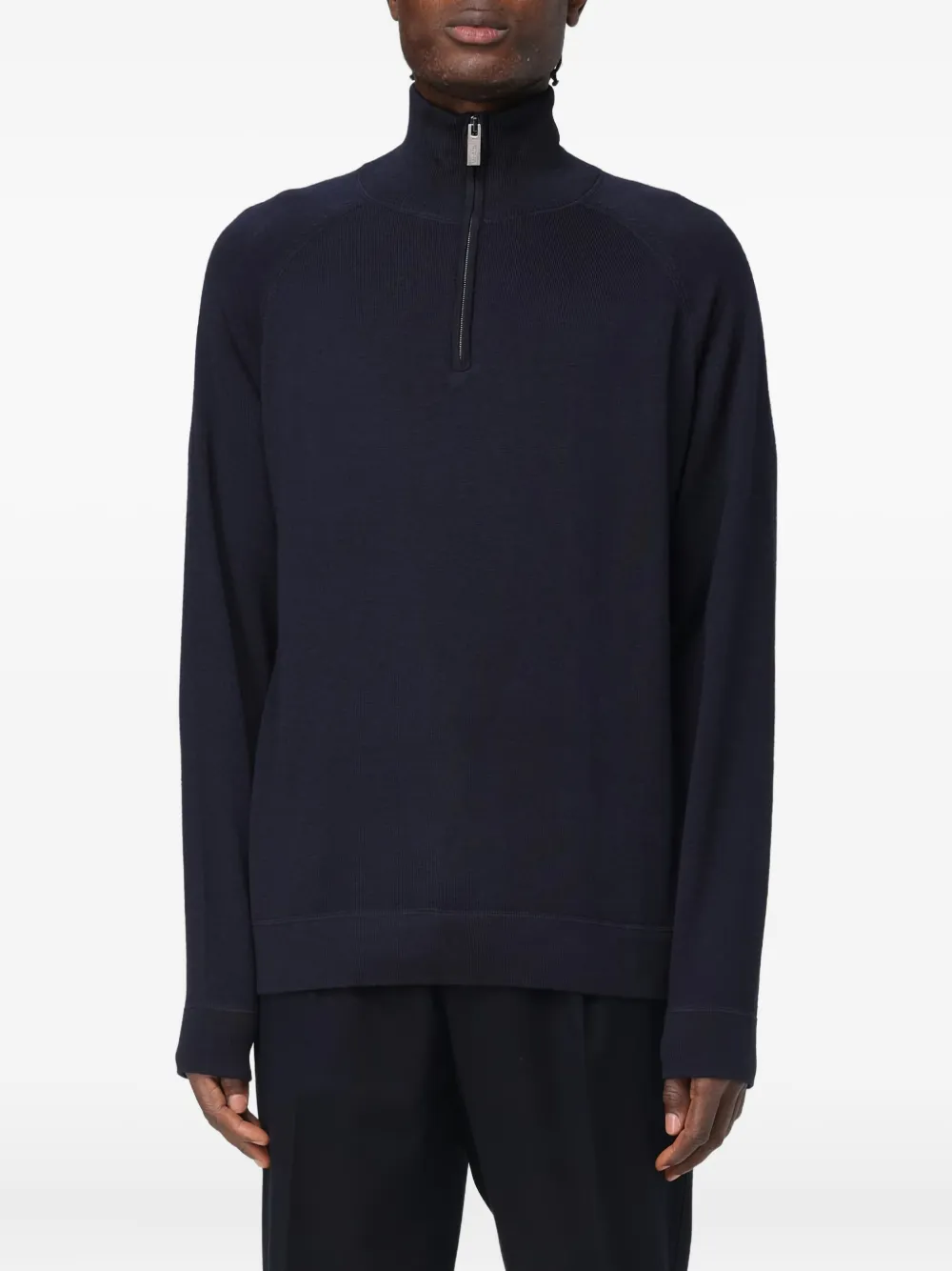 Paolo Pecora Zip Funnel Neck Knitwear In Blue