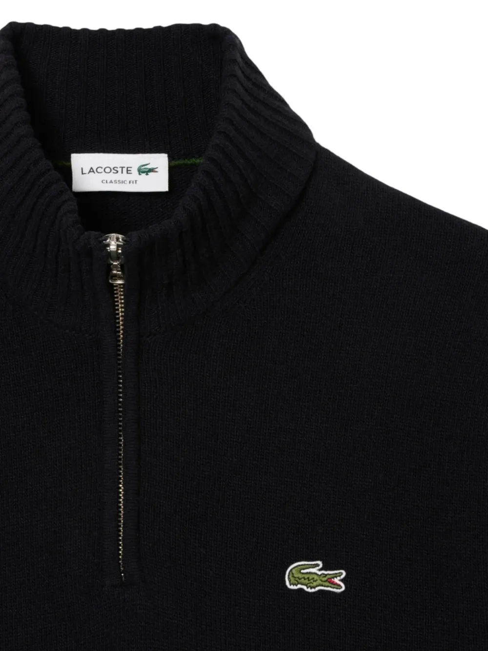 Lacoste Trui met halve rits en opstaande hals Zwart